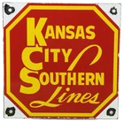 VINTAGE KANSAS CIT SOUTHERN LINES PORCELAIN SIGN TRAIN STATION GAS OIL RAILROAD