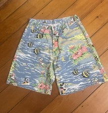 RARE Jrs Sz 11/12 Authentic VTG Disney Tropical Mickey Denim Shorts 1990s