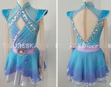 New Ice Figure Skating Dress Figure Skating Dress For Competition blue dyeing