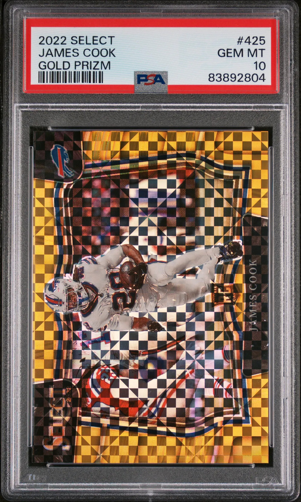 2022 Panini Select James Cook #425 Gold Prizm /10 PSA 10 Field Level Bills