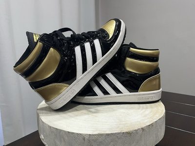 #ad adidas Top Ten RB Black Gold Patent Leather Hi Top FX7873 Men#x27;s Size 8.5 $69.95