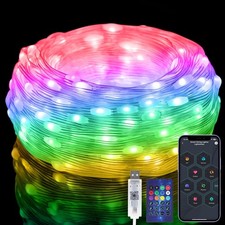 RGB Smart IC String Lights Indoor 16FT/5M, 50 LEDs Multicolor Fairy Lights ...