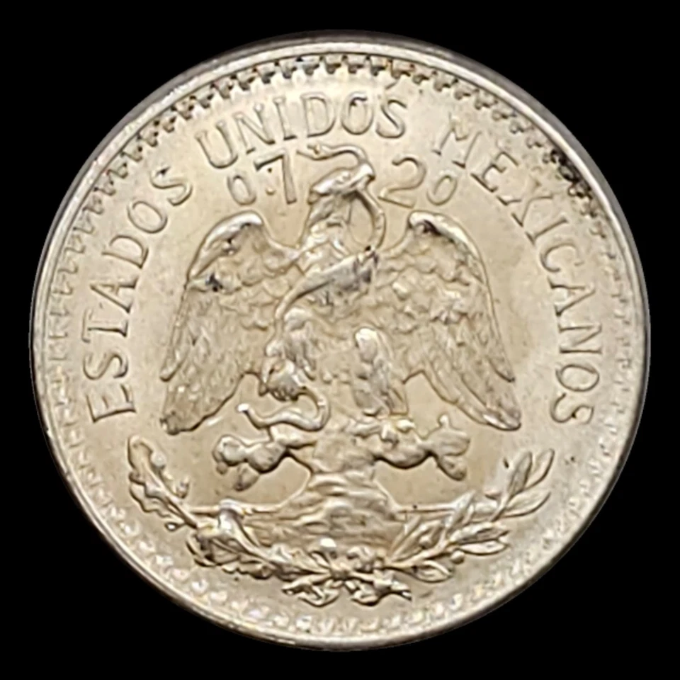 Moneda de 50 centavos de México 1939, plata .720, gorra libertad radiante, escudo de armas Foto 2 de 3