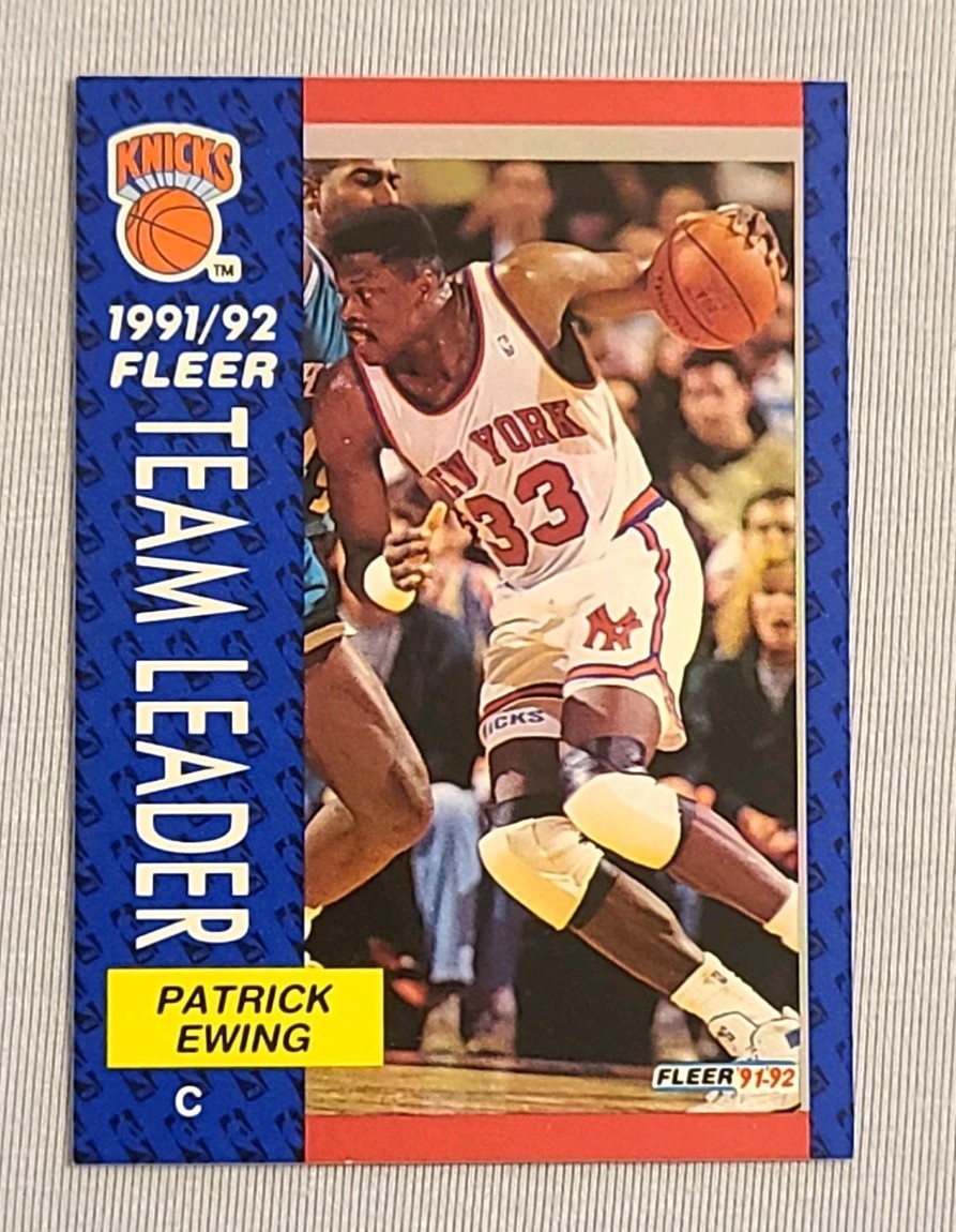1991-92 Fleer Basketball Card #389 Team Leader Patrick Ewing Knicks