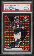 2020 Panini Mosaic Reactive Green Mosaic Prizm Drew Lock #66 PSA 10 GEM MT 00jx