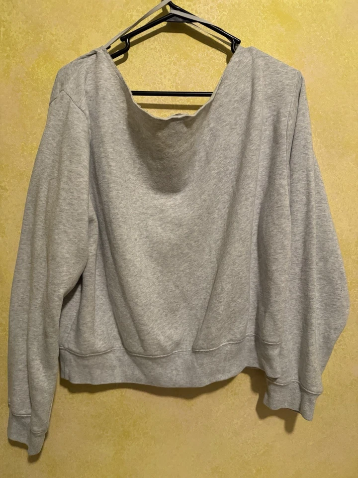 ROSA Victoria’s Secret Gris Fuera del Hombro Pull Over Sudadera XL Foto 2 de 4