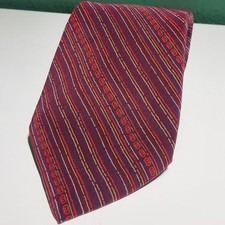 Vintage Gucci 100 Silk Maroon with Blue White Yellow and Red Stripes Tie