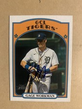 SIGNED 2021 GAGE WORKMAN TOPPS HERITAGE MiLB GULF COAST LEAGUE TIGERS