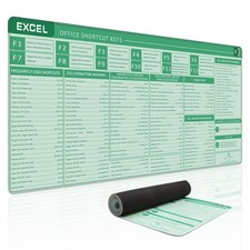 Office Desk Mat, Excel Cheat Sheet Keyboard Mat, Excel Shortcut Desk Pads,Non...