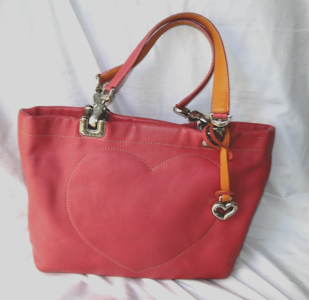 Brighton Jodi Pink Leather Victorian Reversible Handbag Purse  