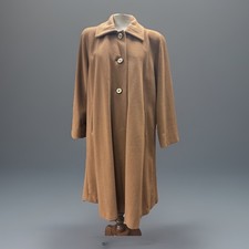 Vintage Italian Camel Wool Cashmere Coat Women's Long Jacket Made in Italy XL
