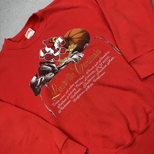VINTAGE LOUISVILLE CARDINALS Sweater Mens Medium Red Nutmeg Crewneck Sweatshirt - Picture 4 of 11