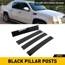 4PCS Black Door Car Window Pillar Post Cover Trim For 2007-14 Cadillac Escalade