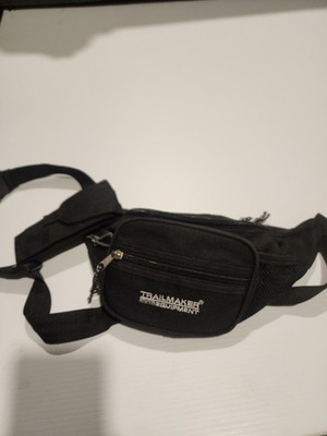 TrailMaker Black Hiking Waist Pack, 3 Pockets, Zip Closure, Adjustable Strap