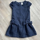 Gymboree 2014 Girls Sz 7 Holiday Shine Sparkle Dot Bow Dress Navy Blue Holiday