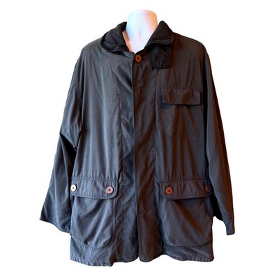 London Fog Black Microfiber Field Jacket Coat Mens Size Large (See Notes)
