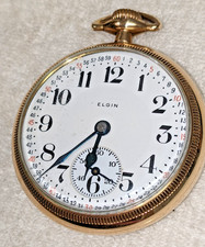 Elgin 10K Gold Filled 50mm Pocket Watch Mint Running Well J509