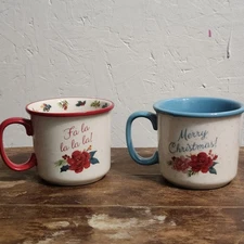 Lot Of 2 The Pioneer Woman Holiday Edition Mug Set Stoneware Fa La La Christmas 