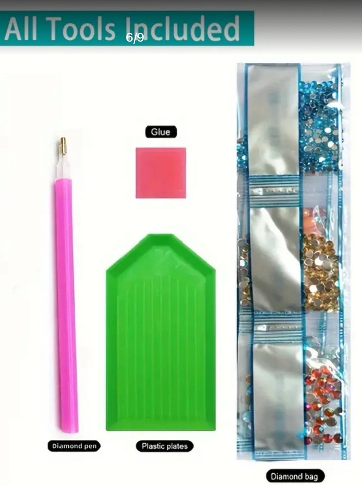 Hermoso paquete de 12 tarjetas de Navidad con sobres para pintura artística de diamantes. Nuevo Foto 3 de 3