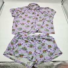 Star Wars The Child Baby Yoda Pajama Set Purple XL Top Shorts Sleepwear