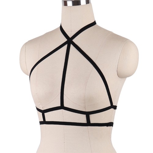 Harness Elastic Cupless Cage Bra Sexy Lingerie for Women Top Exotic Strap Belt - Picture 196 of 273