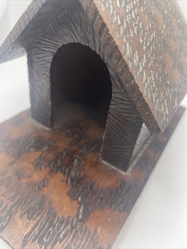 Antique Primitive Handmade Wooden Mini Dog House Cute Signed By Artist Unique - Picture 7 of 24