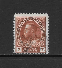 CANADA SCOTT 114 USED FINE - 1924 7c RED BROWN ISSUE - KING GEORGE V