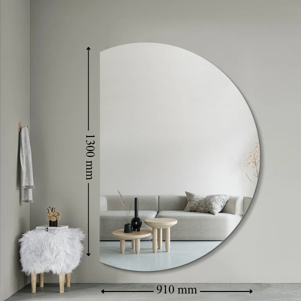 Left Cut Decorative Moon Wall Accent Mirror 91x130cm 5mm Aluminium Frameless - image 4 of 4