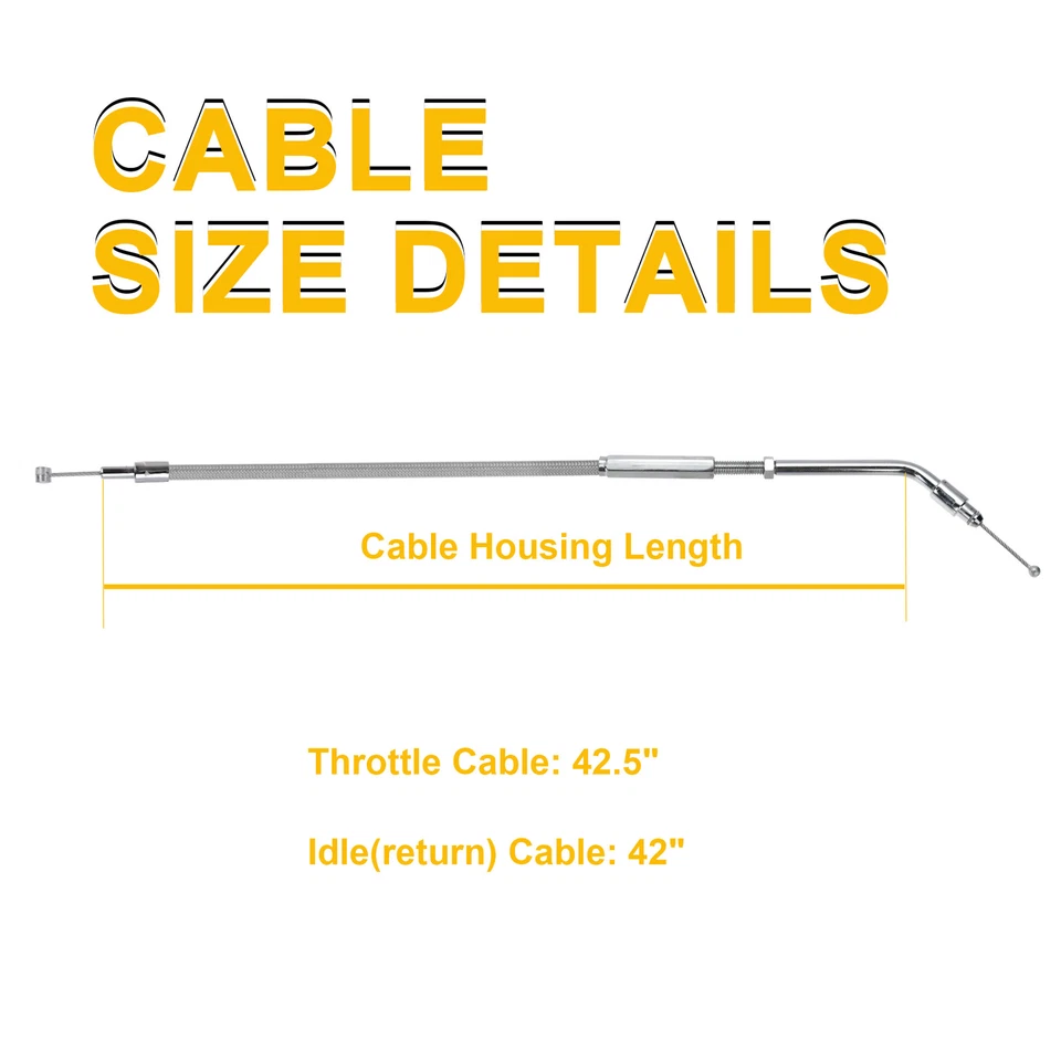 Cables de ralentí del acelerador de acero inoxidable de 42" para Harley 14-21 Sportster 96-17 Dyna Foto 4 de 4