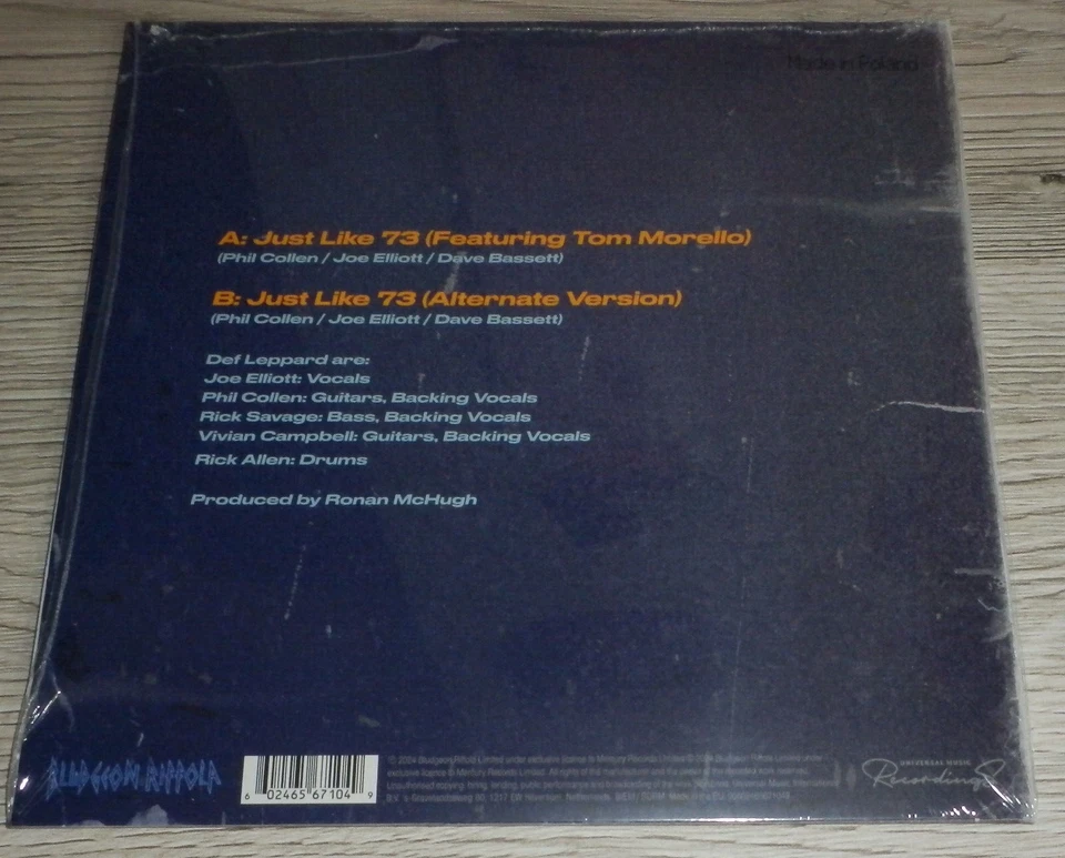 DEF LEPPARD Just like 73 Extremely Limited Edition 7" Blue Vinyl TOM MORELLO*** - Bild 2 von 4