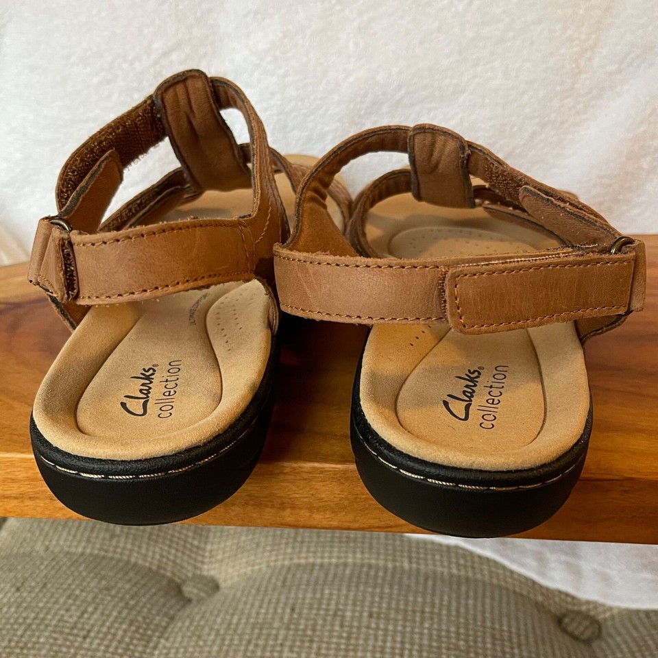 Clarks Collection Laurieann Vine Sandals Women’s Size 9.5 Wide Dark Tan