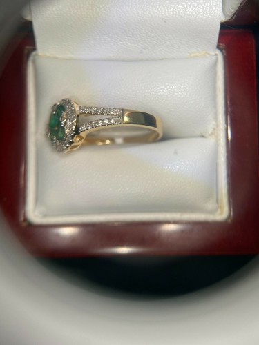 14kt yellow gold oval emerald and diamond ring 158907 - 第 2/4 張圖片