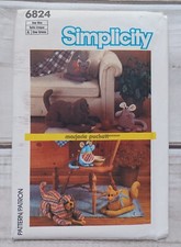 Simplicity Soft Sculptured Animals - Pattern 6824 - Vintage 1985 - Uncut - New