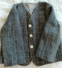 Vintage Jack and Jill TOGS Boys Gray Plaid Blazer Jacket