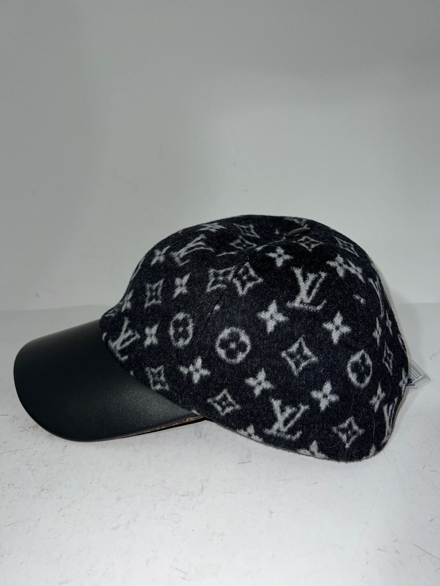 Louis Vuitton Carry On Cap Black Grey Wool Monogram LV Logo Sun