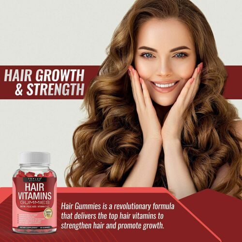 Hair Gummy Vitamins (2 PACK) Faster, Stronger, Healthier Hair Growth NON  GMO | eBay