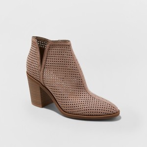 taupe perforated booties