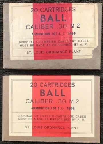 ST. LOUIS ORDNANCE PLANT CAL. .30 M2 BALL WWII NEW REPLICA 20 ROUND AMMO BOXES - Picture 3 of 9
