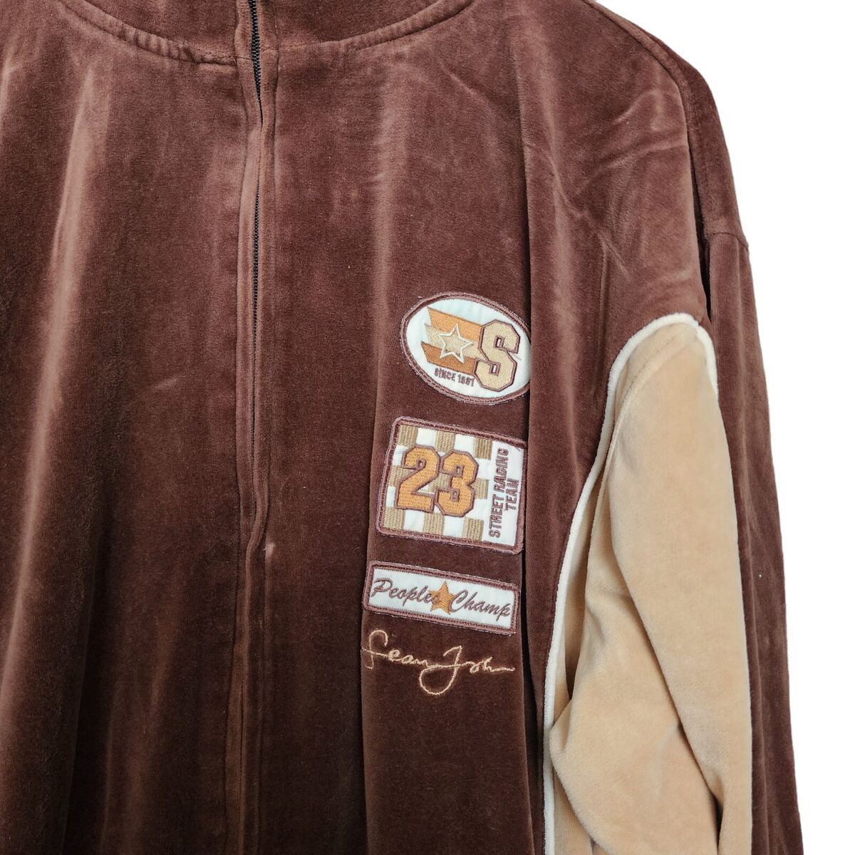 Vintage Sean John Men's Brown Full Zip Velour Track Jacket Vintage Sean John Men's Brown Full Zip Velour Track Jacket