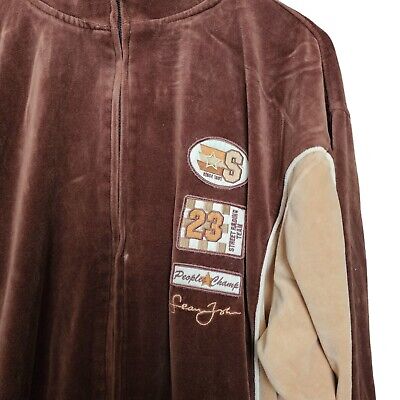 Vintage Sean John Men's Brown Full Zip Velour Track Jacket Vintage Sean John Men's Brown Full Zip Velour Track Jacket