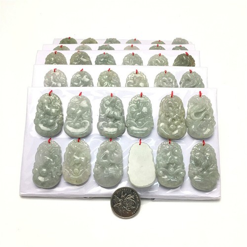 Natural Jade Pendant A Grade Twelve of Zodiac Accessories A Set Jadeite Charms - Picture 3 of 5