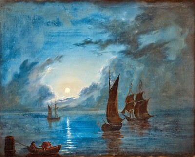 Marcus Larson Sea in Moonlight 1848 17''x 22'' Archival Art Print