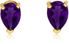 14K Yellow Gold Amethyst Pear-Shaped Earrings
