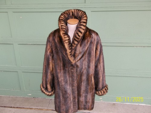 Dennis Basso Exquisite Faux Fur Mink Coat Huge Collar Great Colors Size 1X