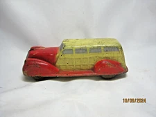 Vintage The Sun Rubber Co Station Wagon Toy Car Made in USA Red White