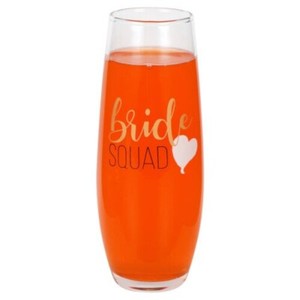 Set of 6 Bride Squad Stemless Champagne Flutes Glasses Bridal Party Wedding