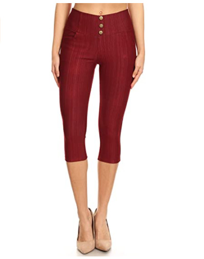 High Waist *Reg-Plus Size* Stretch Skinny Soft Denim Capri Length Jegging Pant