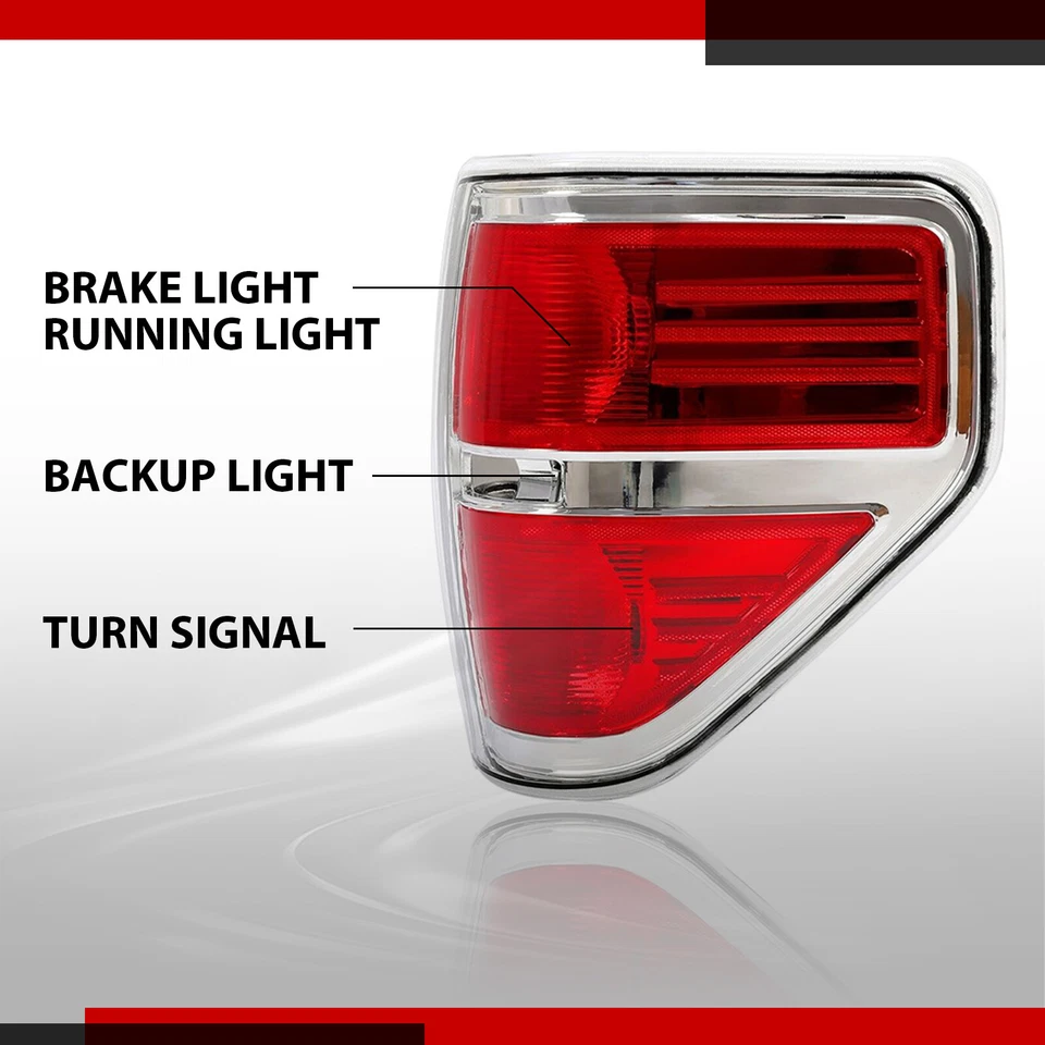 Rear Tail Lights Brake Lamps Set For Ford F150 F-150 Pickup 2009-2014 Left+Right - Image 2 of 4