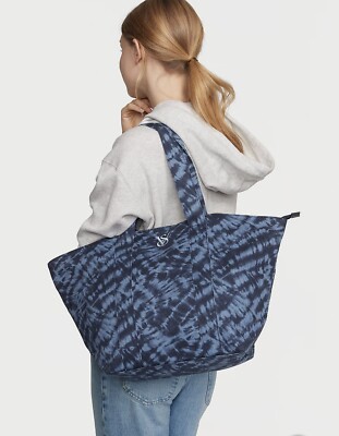 VICTORIA'S SECRET Tie Dye Blue Large Weekender Zipper Tote