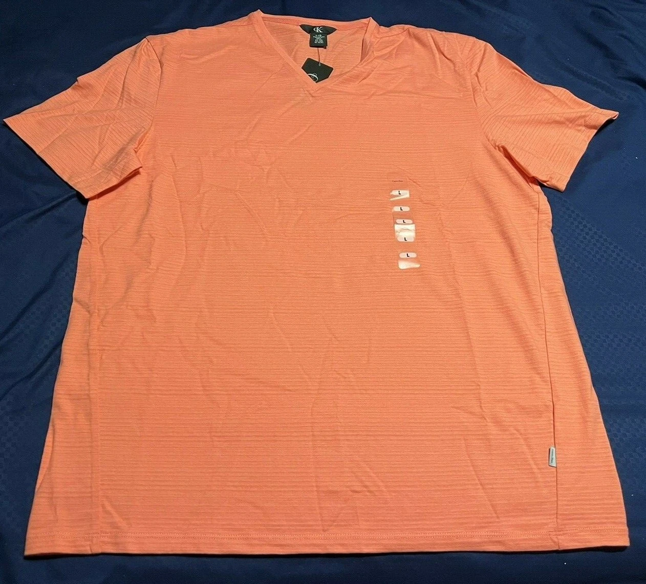 Calvin Klein Men's Textured V Neck Short Sleeve Shirt Men's Size Large CK csz L